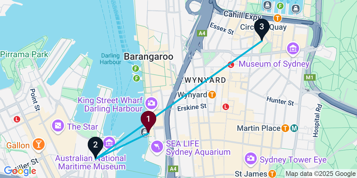 Map for Darling Harbour Live Music Pub Crawl: Italiano, Bridge Hotel, Alfredo