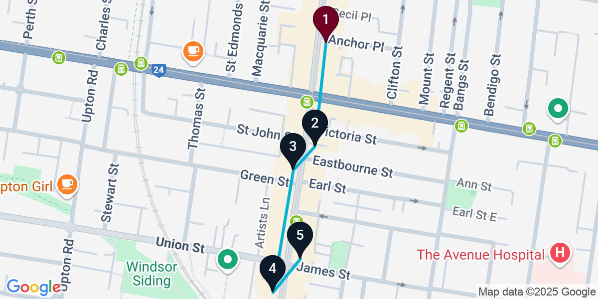 Map for Windsor Cocktail Bar Crawl