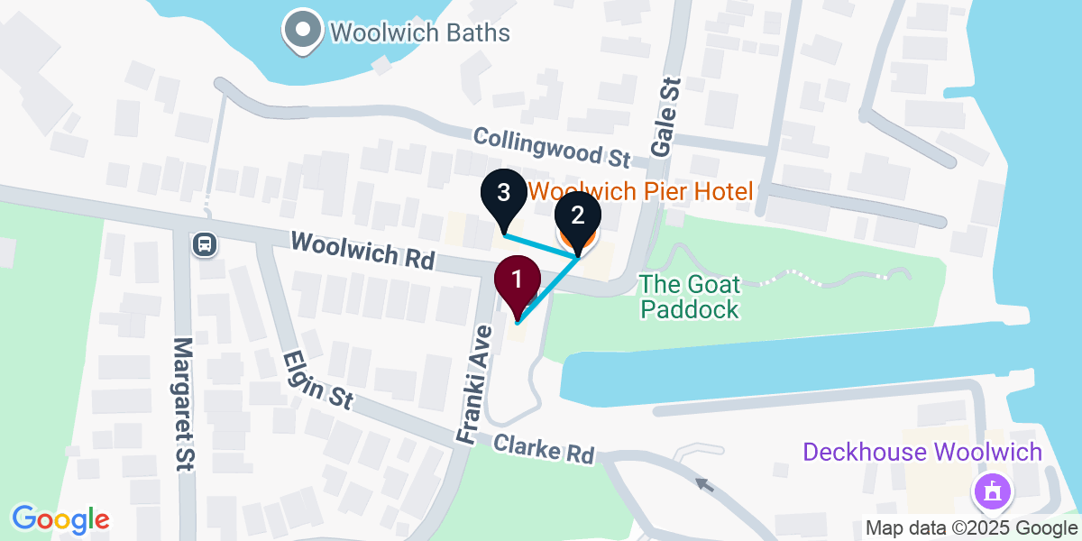 Map for 3-Stop Woolwich Bar Crawl