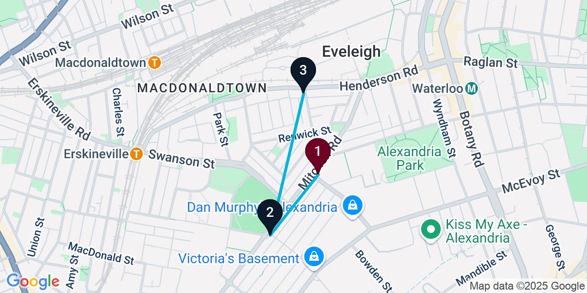 Map for 3-Stop Alexandria Pub Bar Crawl