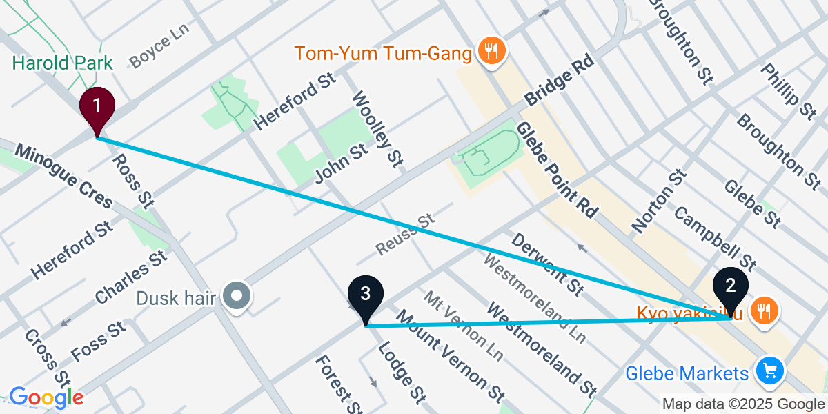 Map for 3-Stop Forest Lodge Bar Crawl