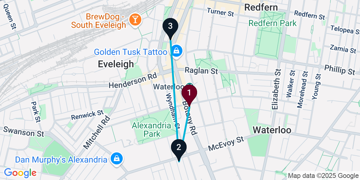 Map for 3-Stop Waterloo Brewery Bar Crawl
