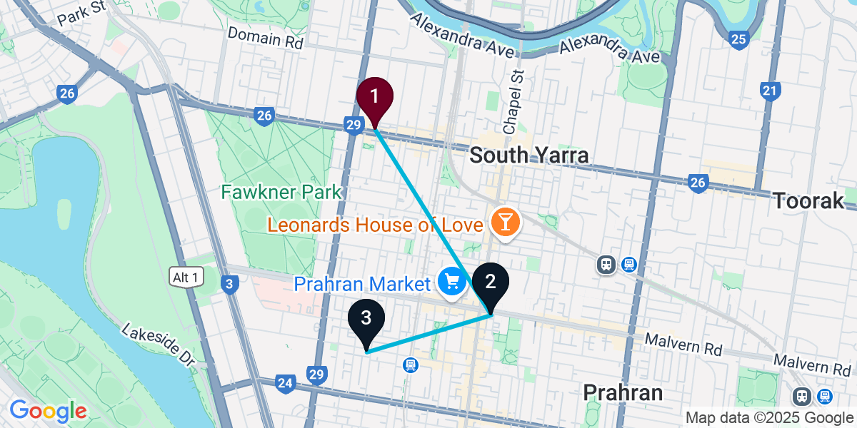 Map for Prahran Bar Crawl