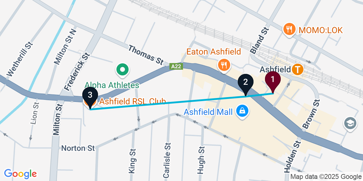 Map for 3-Stop Ashfield Nightclub Bar Crawl