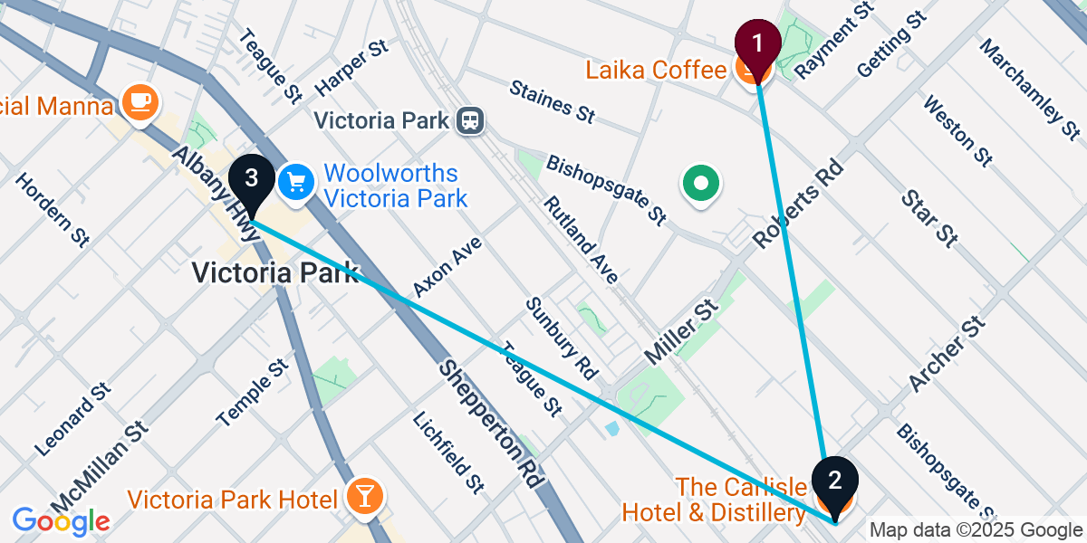 Map for Compact Lathlain Bar Crawl