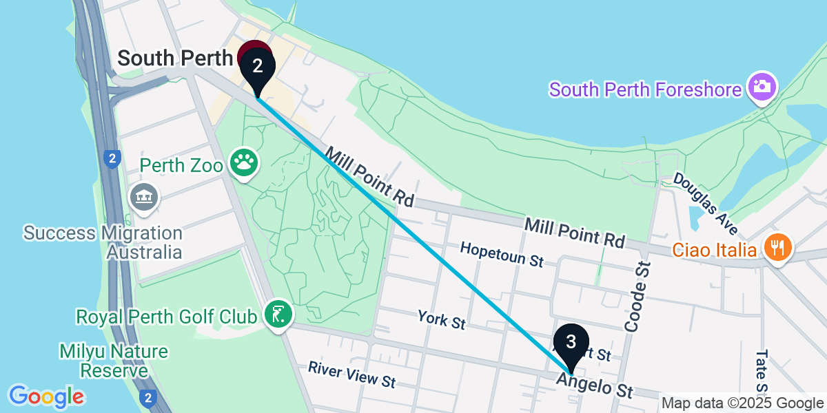 Map for 3-Stop South Perth Bar Crawl