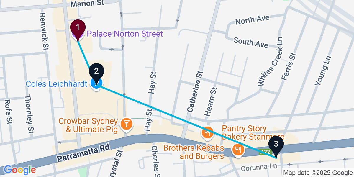 Map for 3-Stop Leichhardt Wine bar Bar Crawl