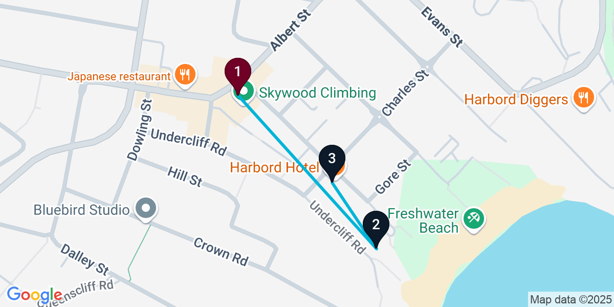 Map for 3-Stop Freshwater Bar Crawl