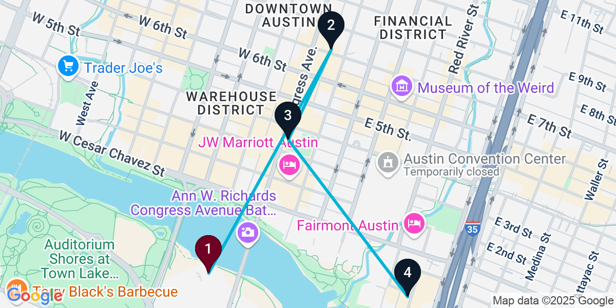 Map for 4-Stop Austin Wine bar Bar Crawl