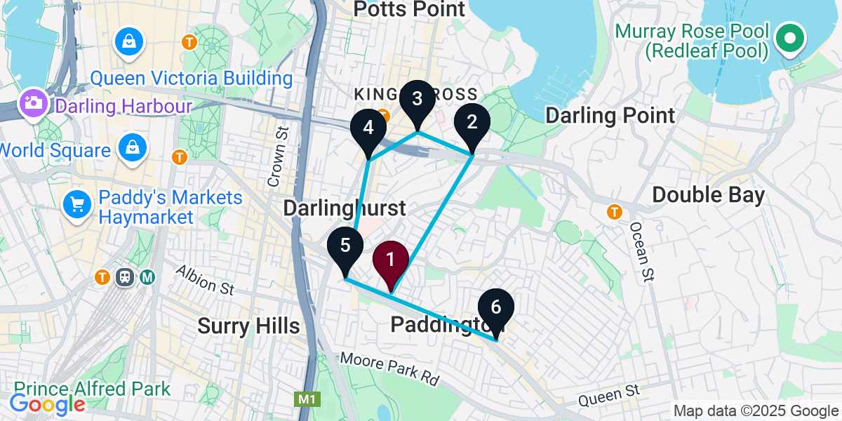 Map for 6-Stop Paddington Wine bar Bar Crawl