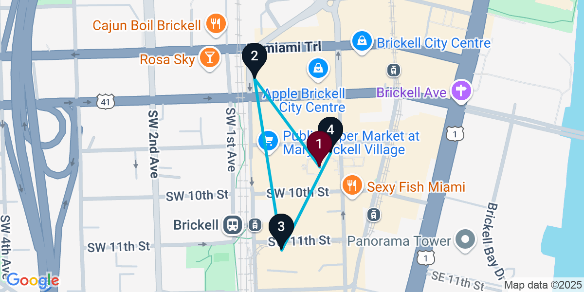Map for Signature Miami Bar Crawl