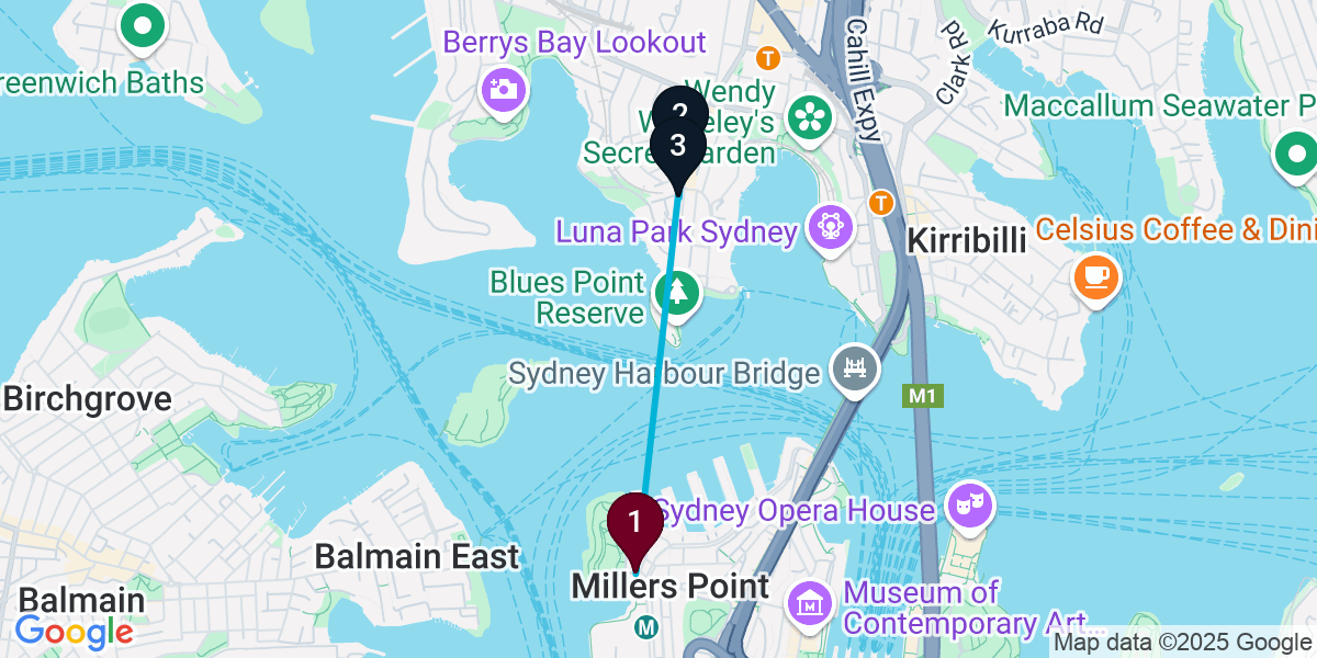 Map for 3-Stop Millers Point Wine bar Bar Crawl