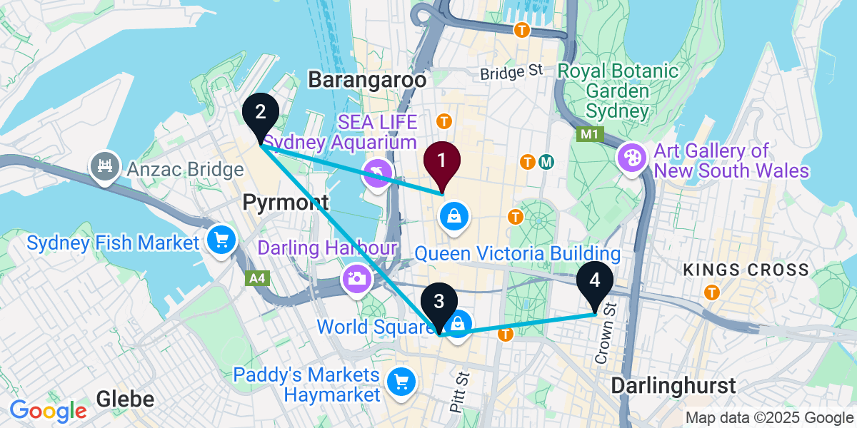 Map for 4-Stop Sydney Sports bar Bar Crawl