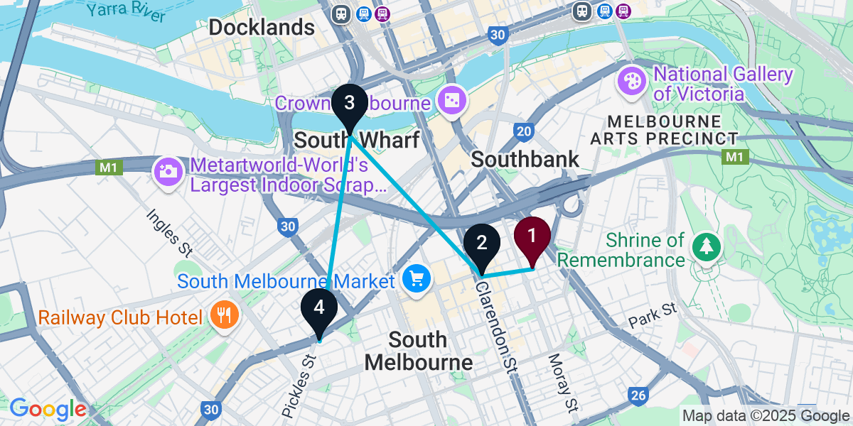 Map for Local South Melbourne Pub Crawl