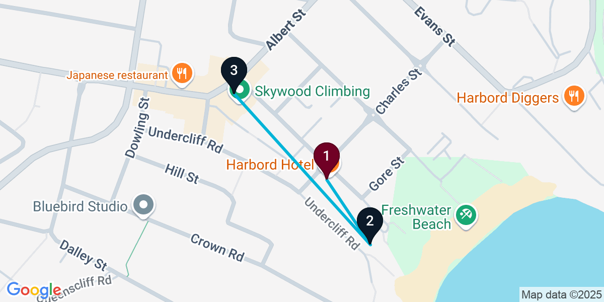 Map for 3-Stop Freshwater Cocktail Bar Crawl