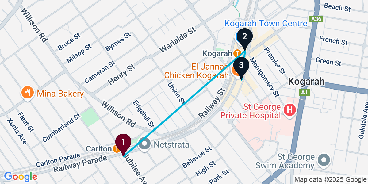 Map for 3-Stop Carlton Cocktail Bar Crawl