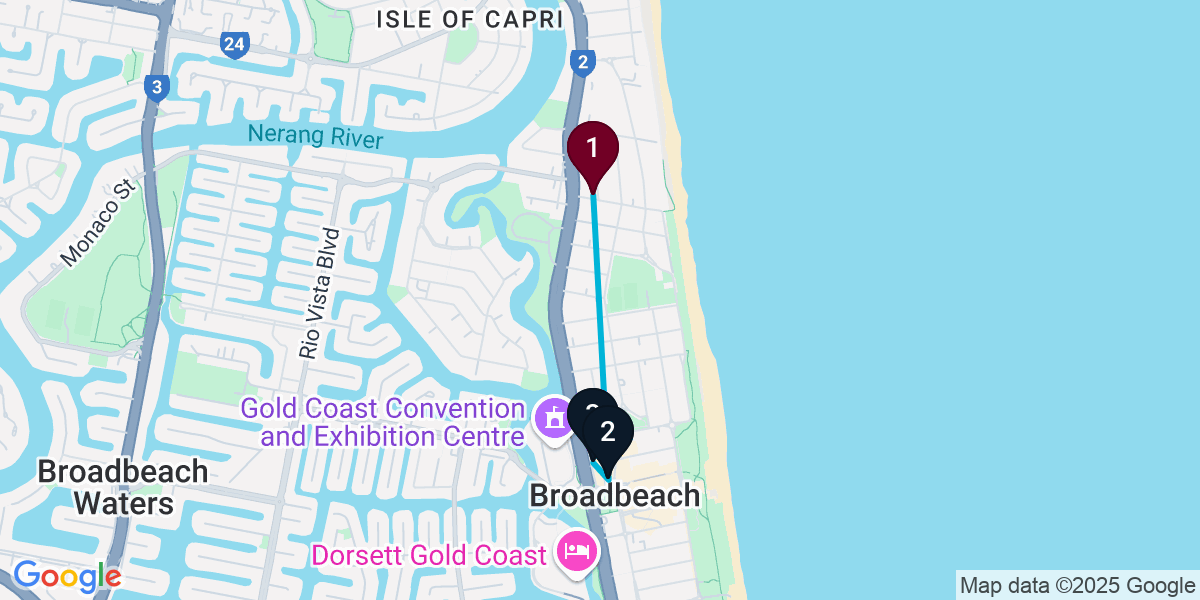 Map for Broadbeach Bar Crawl