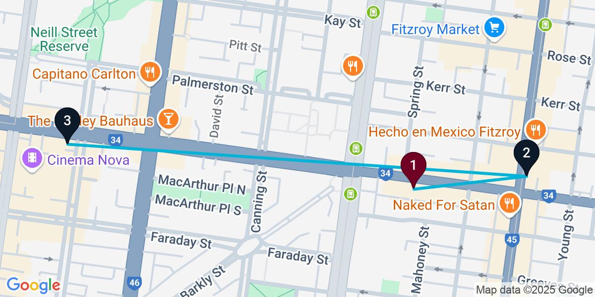 Map for Compact Fitzroy Cocktail Bar Crawl