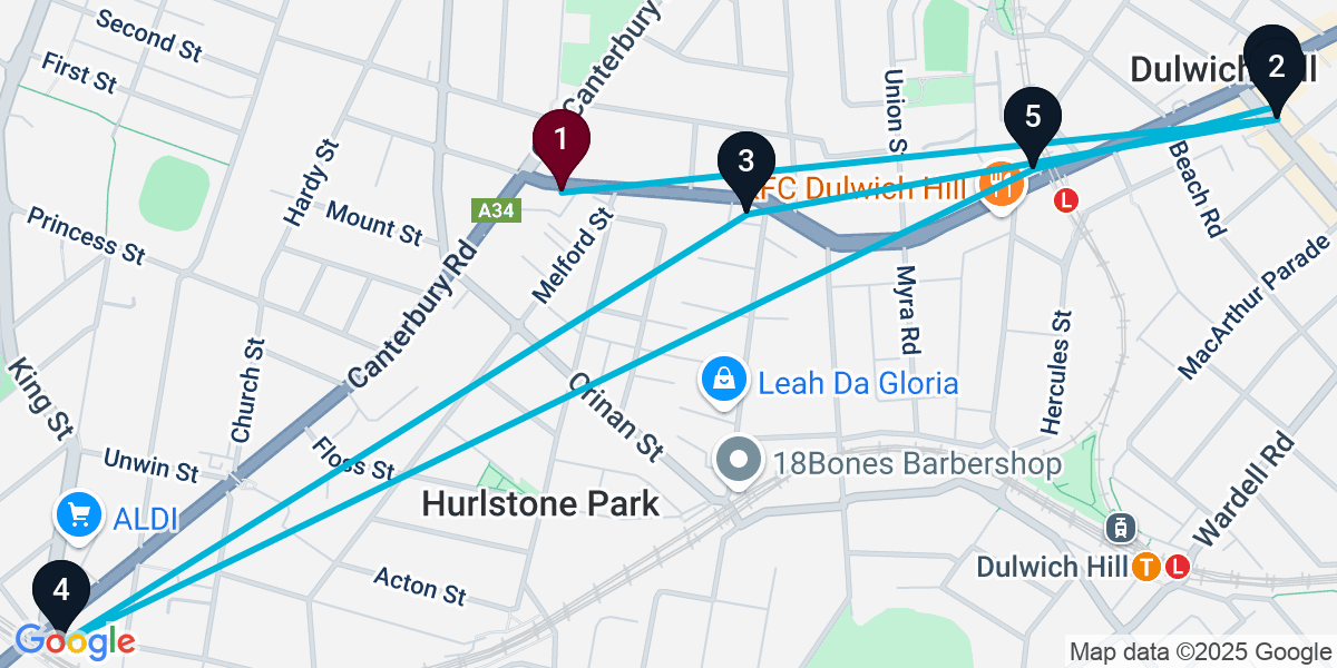 Map for 6-Stop Hurlstone Park Wine bar Bar Crawl