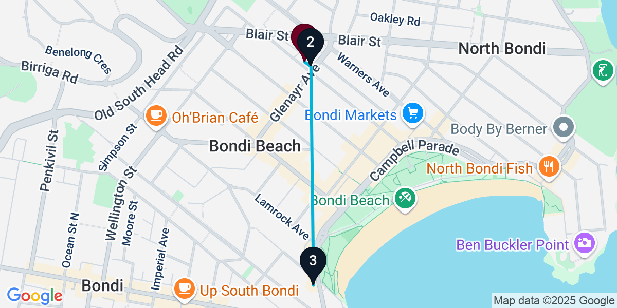 Map for 3-Stop Bondi Beach Beach bar Bar Crawl