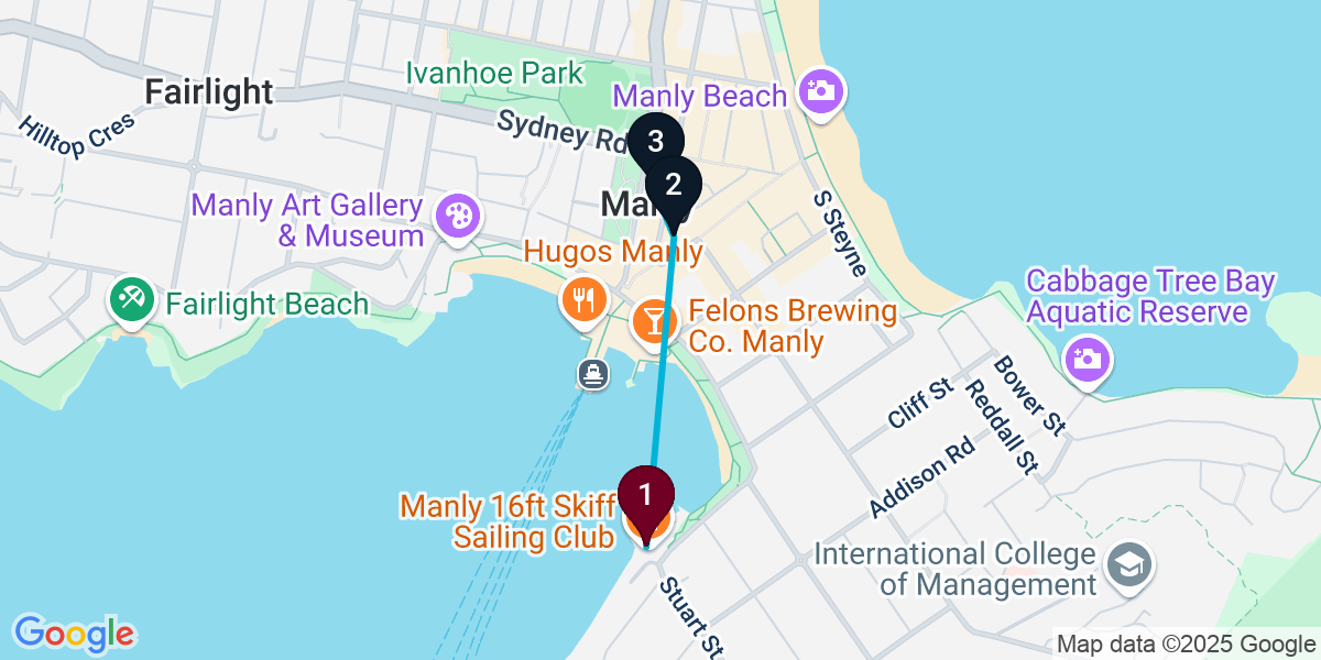 Map for 3-Stop Manly Wine bar Bar Crawl