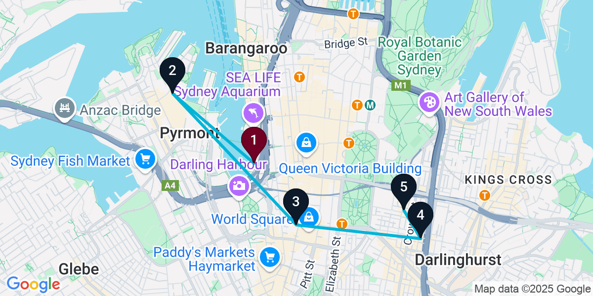 Map for 5-Stop Sydney Sports bar Bar Crawl