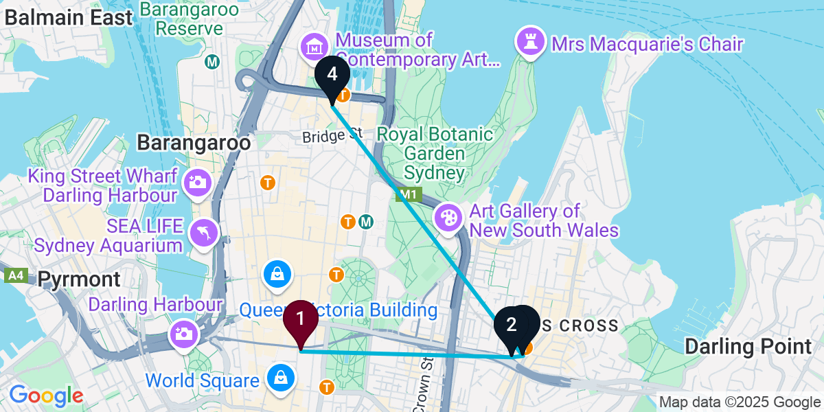 Map for 4-Stop Sydney Live music Bar Crawl