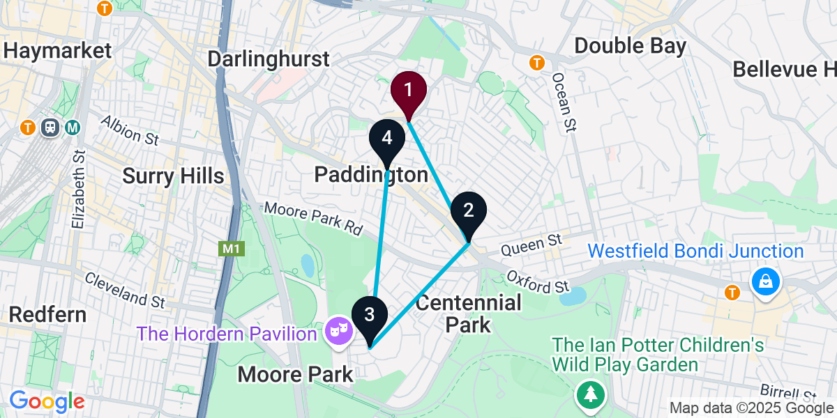 Map for 4-Stop Paddington Pub Bar Crawl