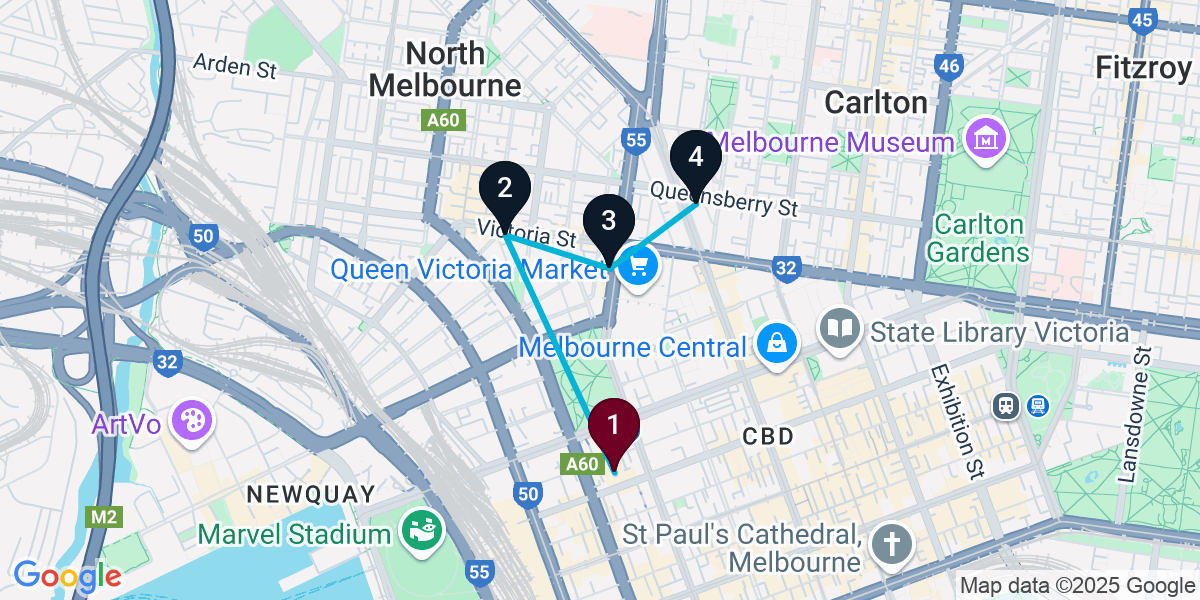 Map for Signature Melbourne Bar Crawl