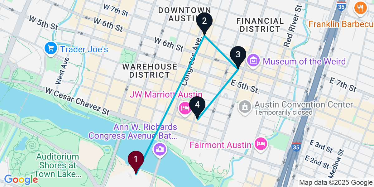 Map for 4-Stop Austin Pub Bar Crawl