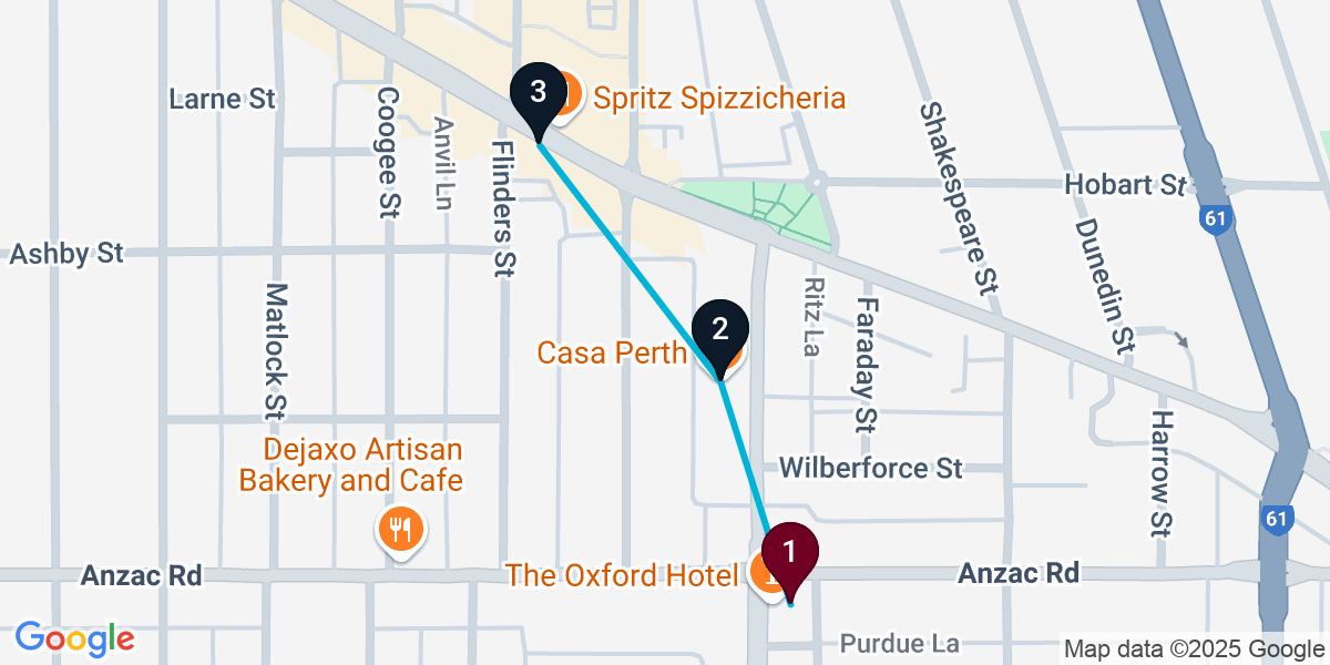 Map for 3-Stop Leederville Bar Crawl