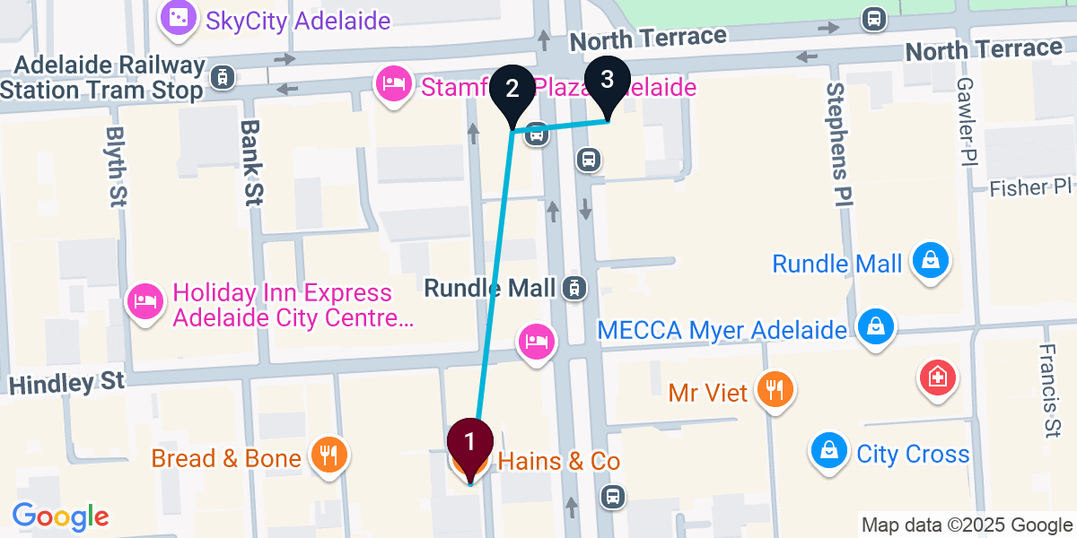 Map for Short Adelaide Cocktail Bar Crawl