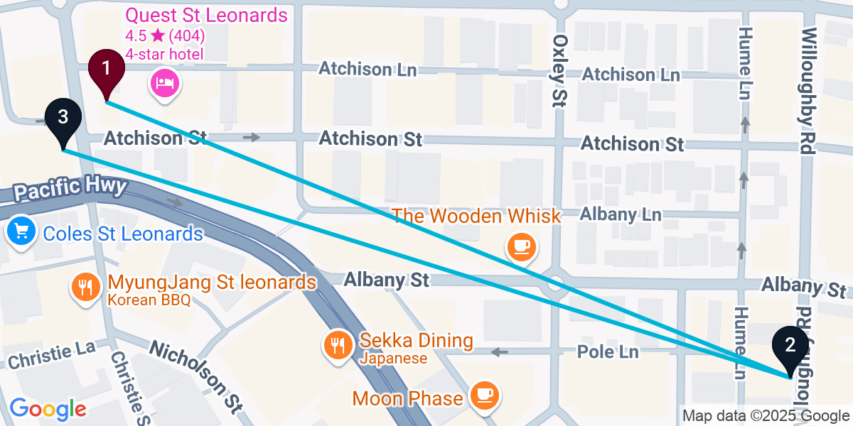 Map for 3-Stop St Leonards Cocktail Bar Crawl
