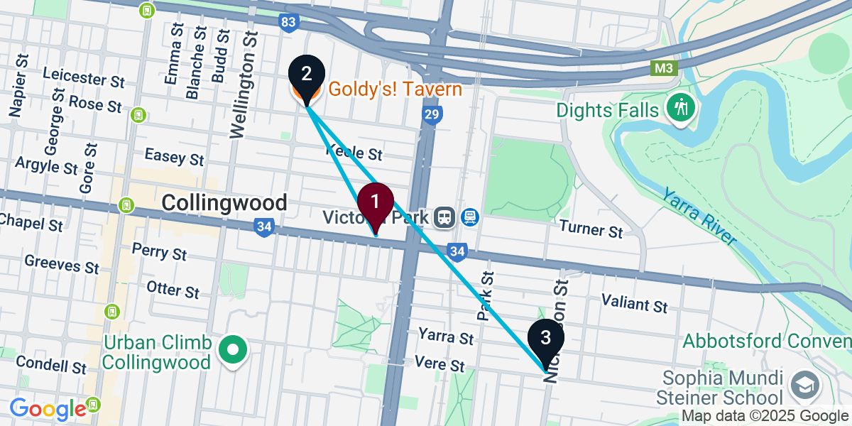 Map for Quick Collingwood Pub Crawl