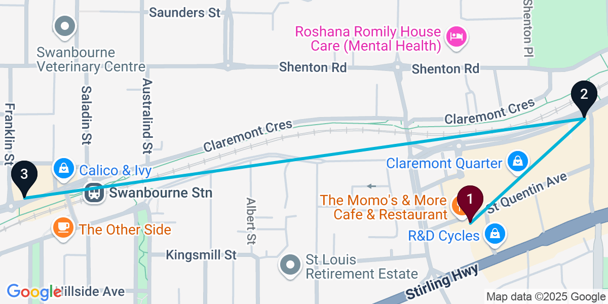 Map for Claremont Bar Crawl