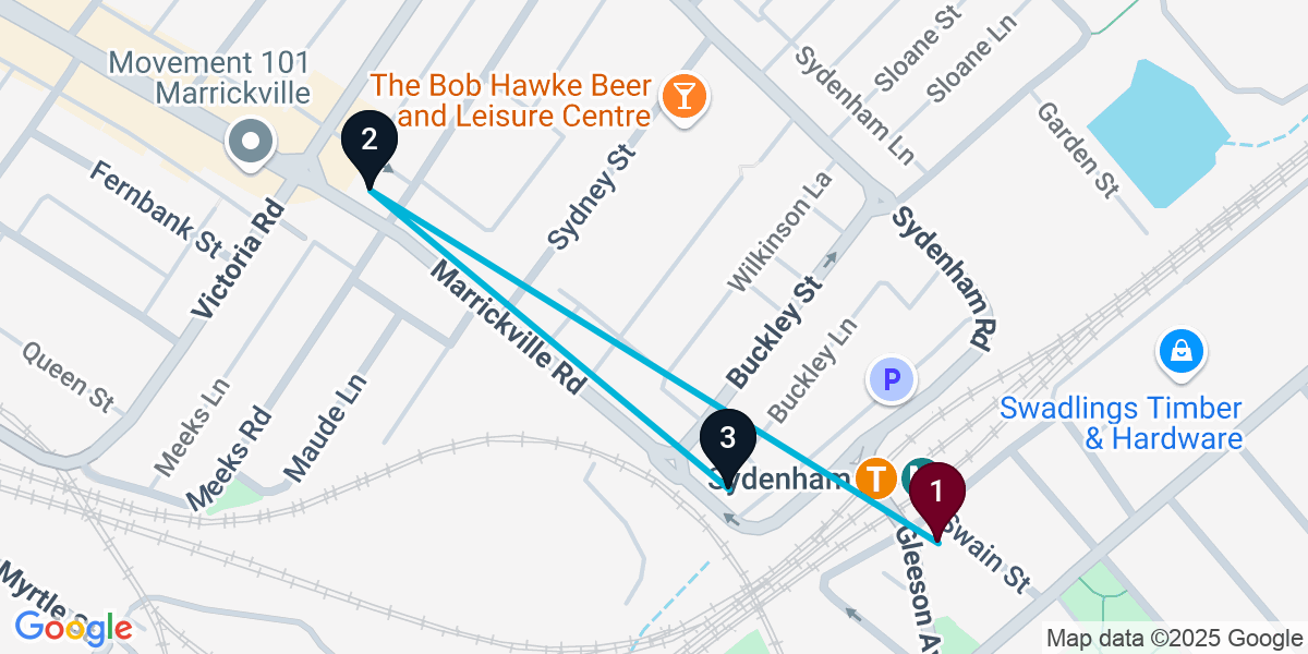 Map for 3-Stop Sydenham Live music Bar Crawl