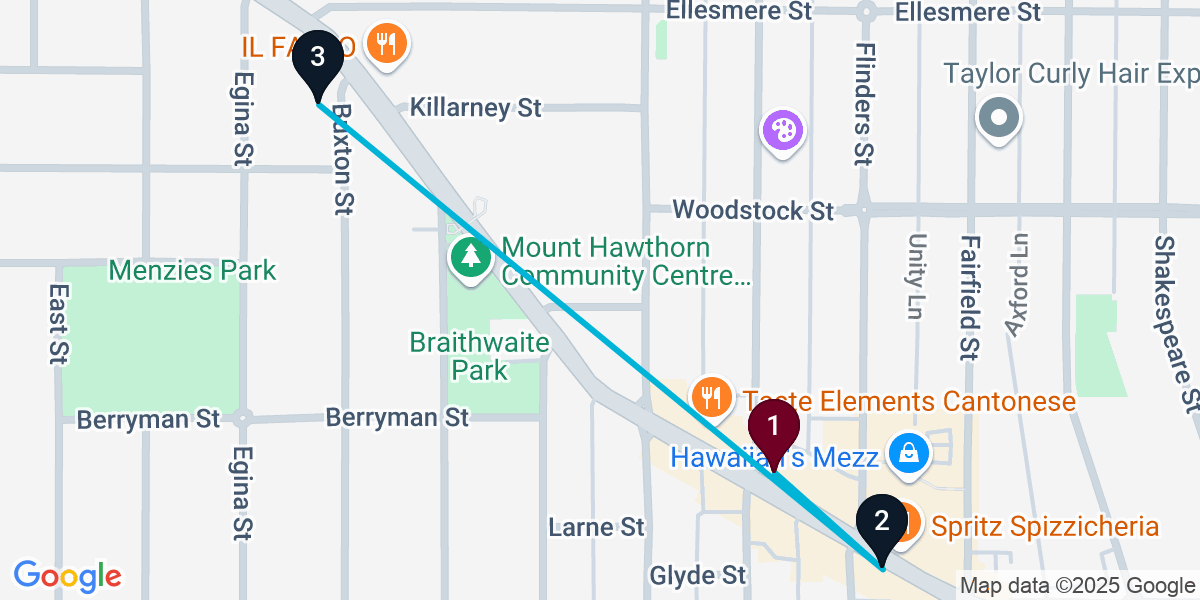Map for 3-Stop Mount Hawthorn Bar Crawl