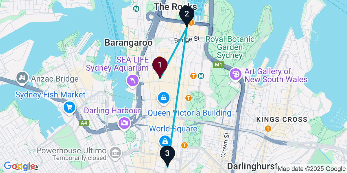 Map for 3-Stop Sydney Live music Bar Crawl