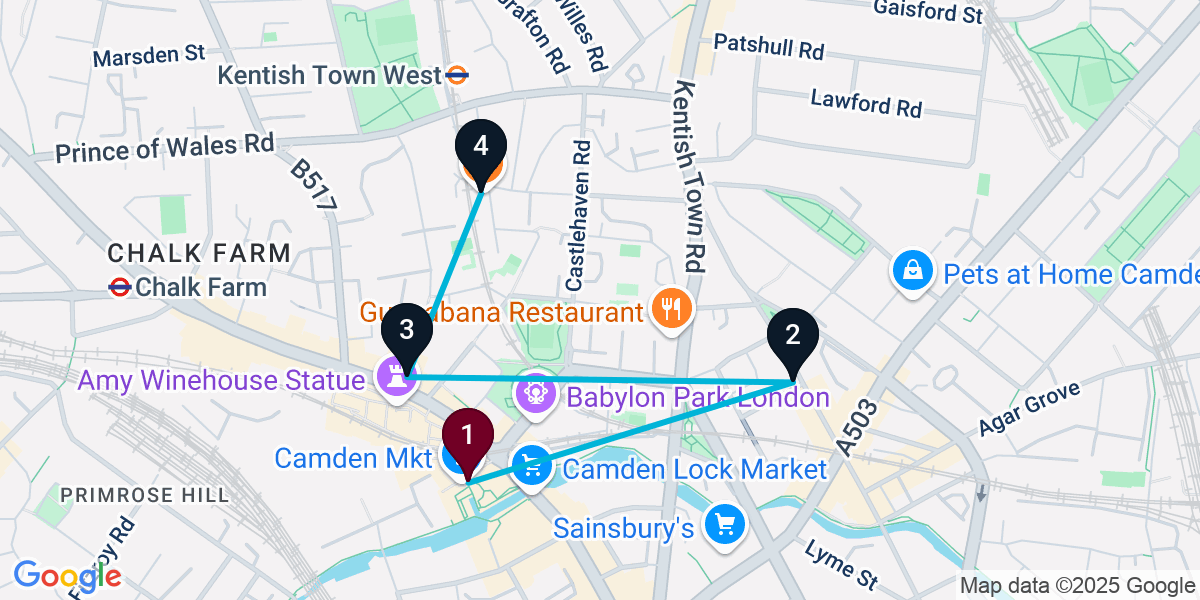Map for Walkable Chalk Farm Pub Crawl