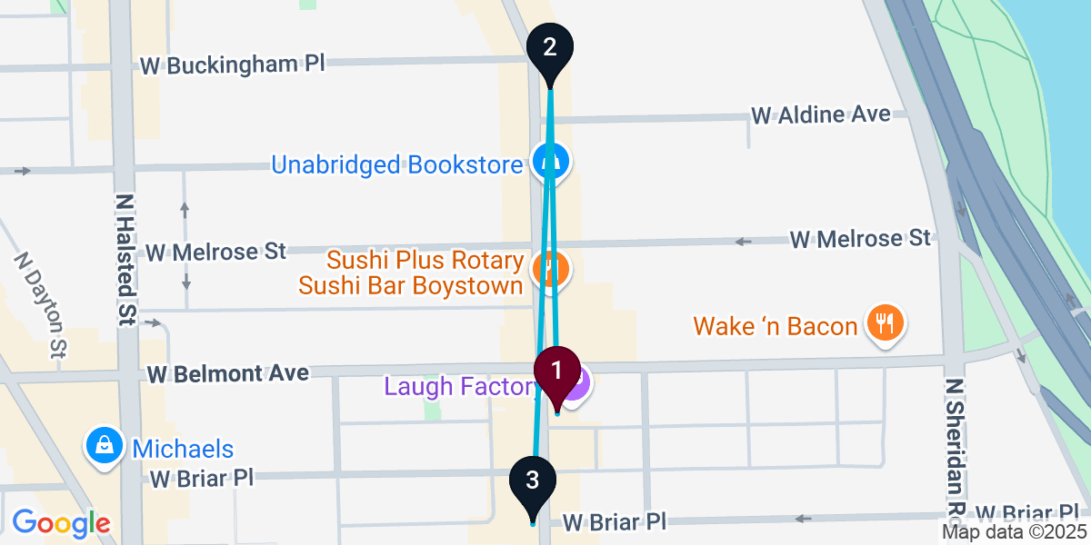 Map for Quick Lake View East Cocktail Bar Crawl