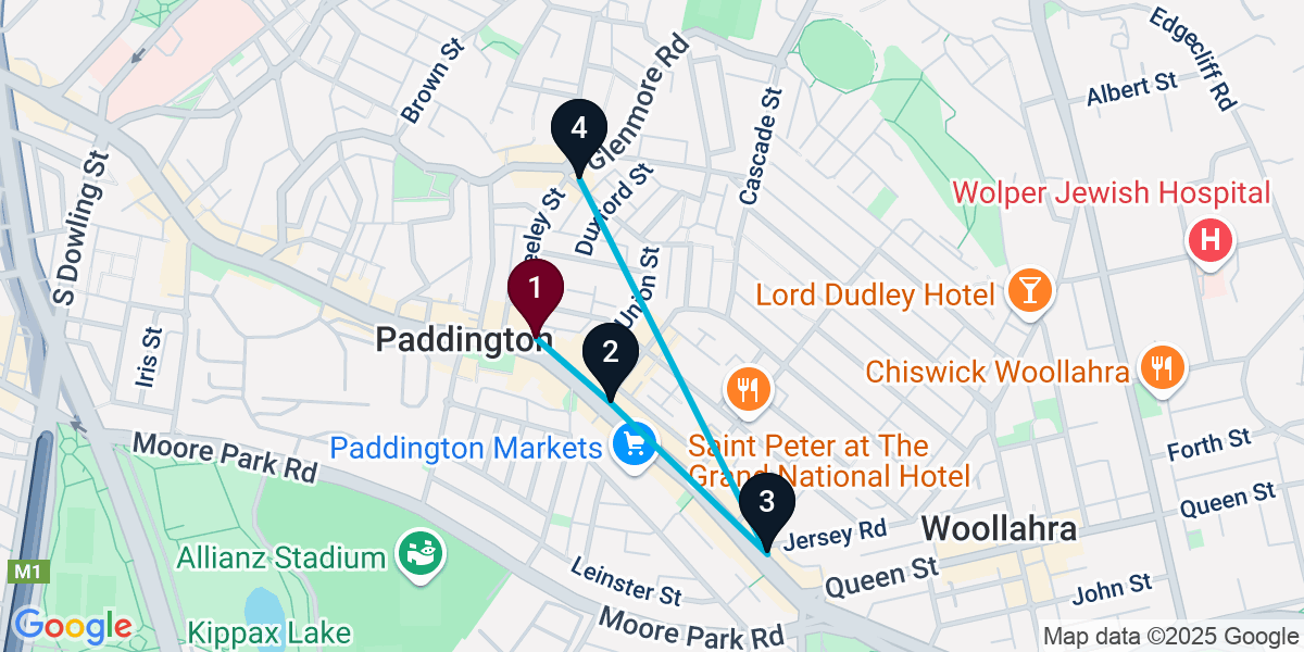 Map for 4-Stop Paddington Pub Bar Crawl