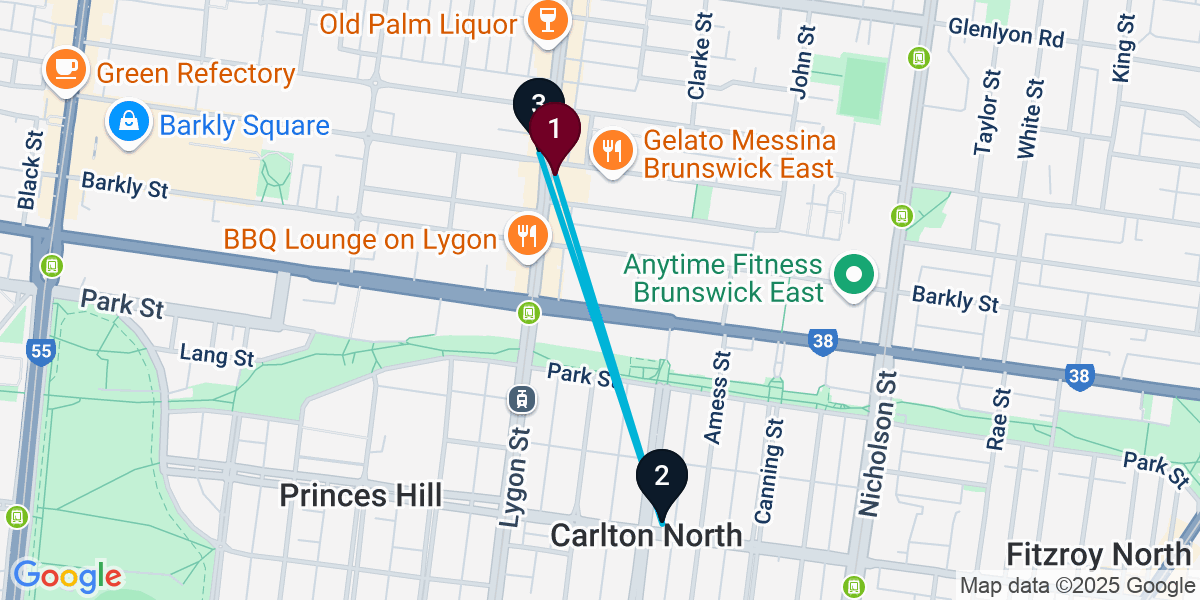 Map for Compact Brunswick East Pub Crawl