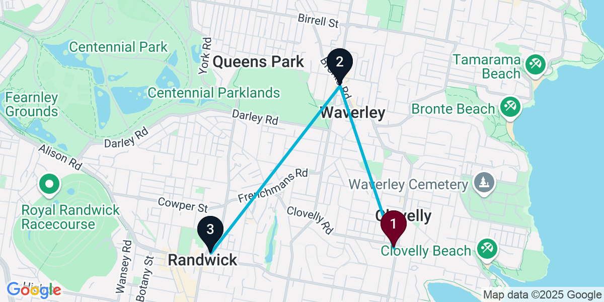 Map for 3-Stop Coogee Nightclub Bar Crawl