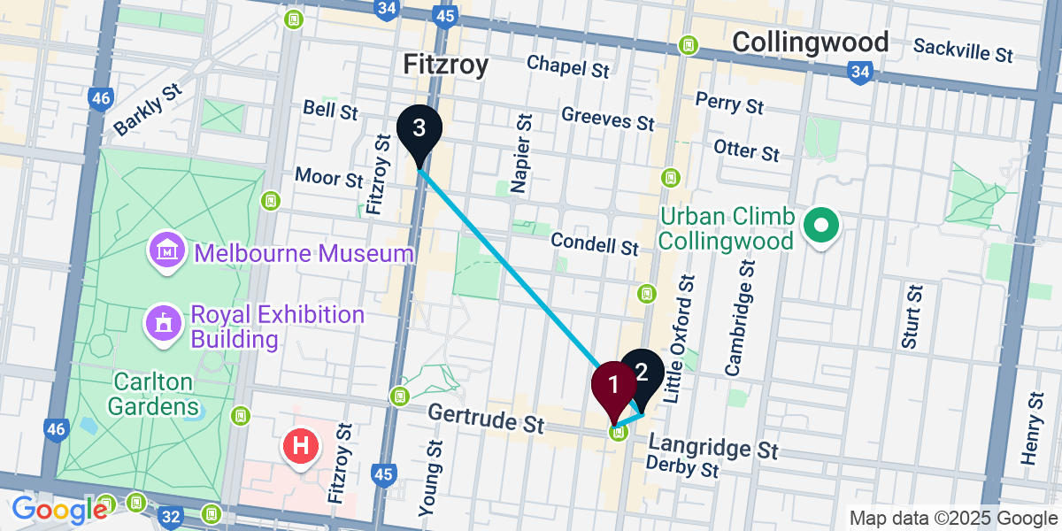 Map for Compact Fitzroy Cocktail Bar Crawl