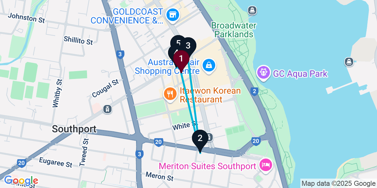 Map for Epic Southport Cocktail Bar Crawl