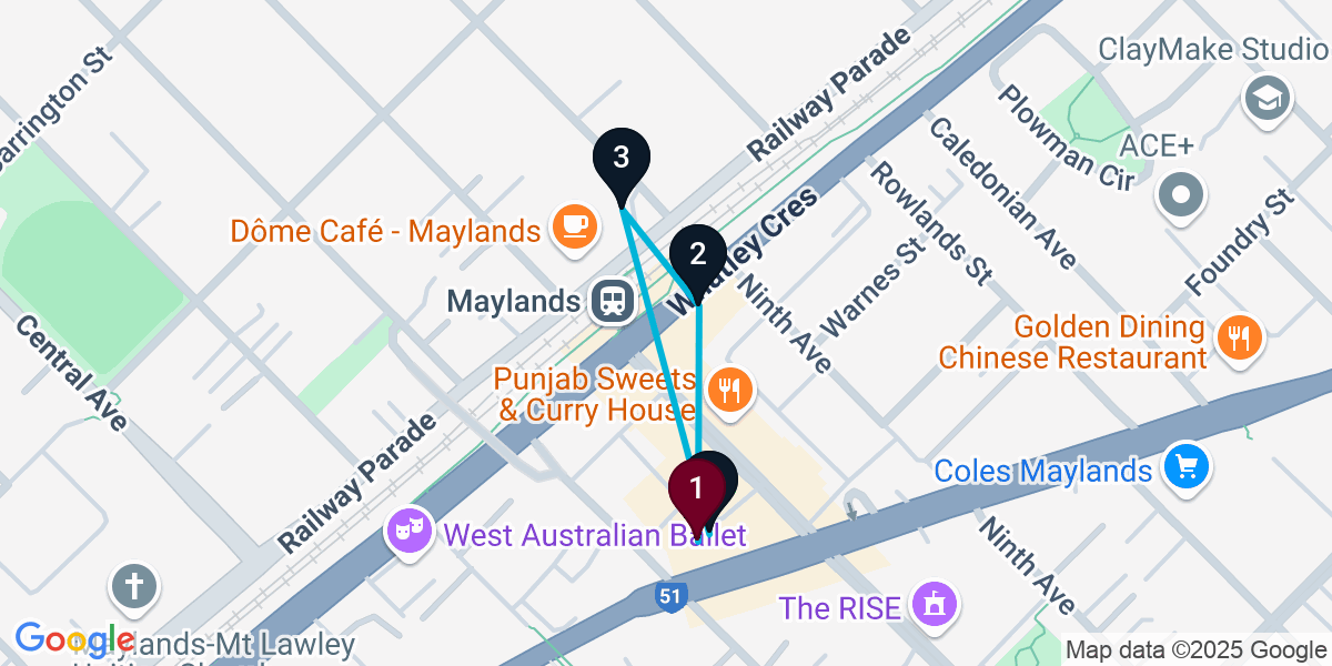 Map for 4-Stop Maylands Cocktail Bar Crawl