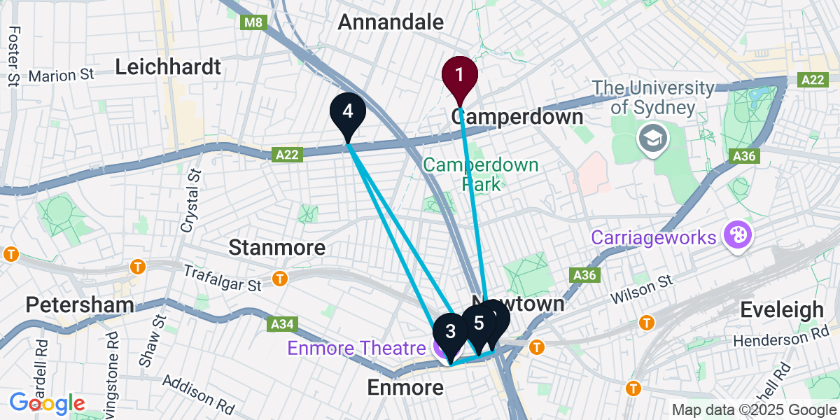 Map for 5-Stop Annandale Wine bar Bar Crawl