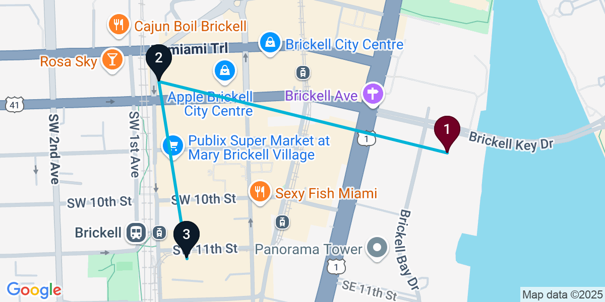Map for Compact Brickell Cocktail Bar Crawl