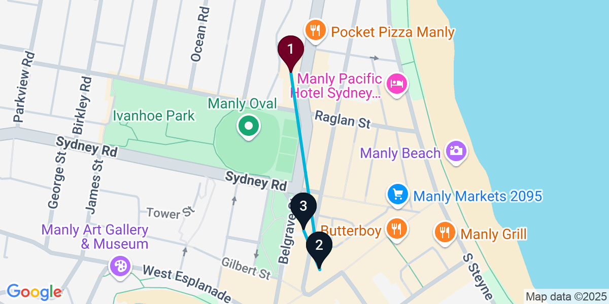 Map for 3-Stop Manly Wine bar Bar Crawl