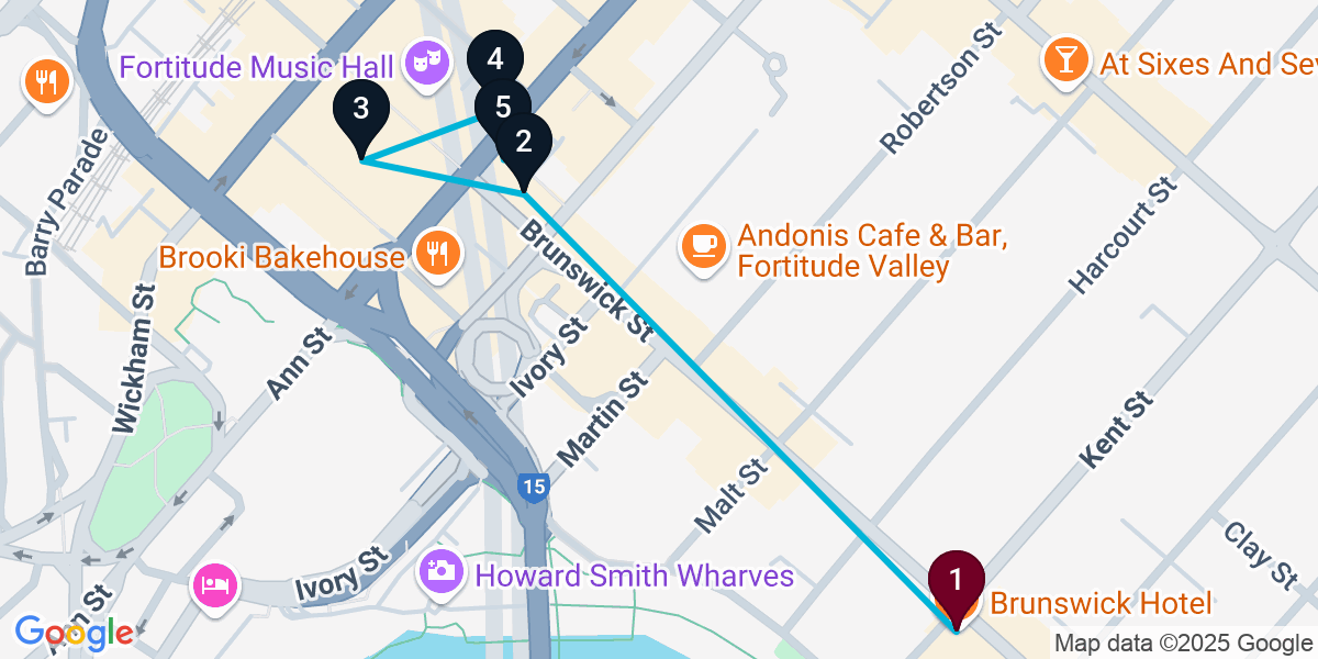 Map for Epic Fortitude Valley Bar Crawl